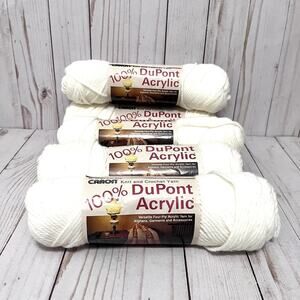 Caron DuPont Acrylic Yarn 3oz Skeins 0001 White Lot of 5